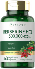 Berberine 500,000mcg | 60 Capsules | Berberine HCL | Vegetarian | by Carlyle