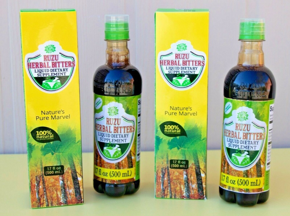 2 BOTTLES Ruzu Herbal Bitters 500ml (17.0 fl oz) Nature’s Pure Marvel