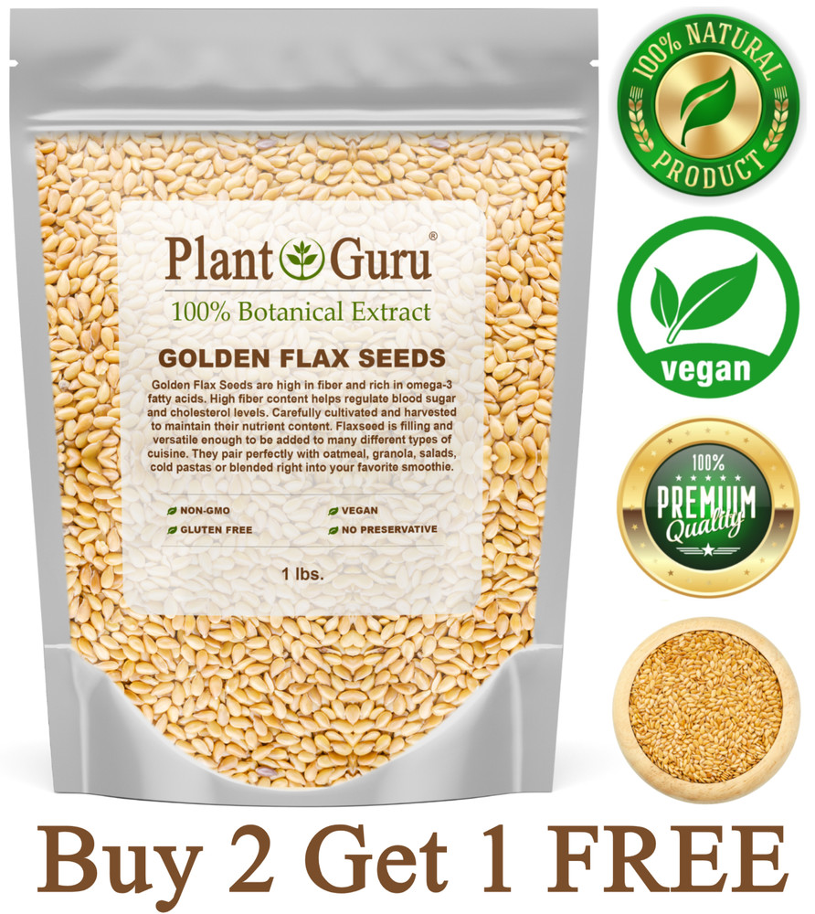 Golden Flax Seeds Whole 1 lb. Omega-3 NON GMO 100% Pure Linseed Flaxseed Bulk