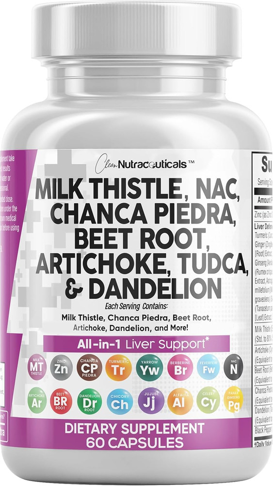 Milk Thistle NAC Chanca Piedra Beet Root Artichoke Dandelion Root – Liver Cleans