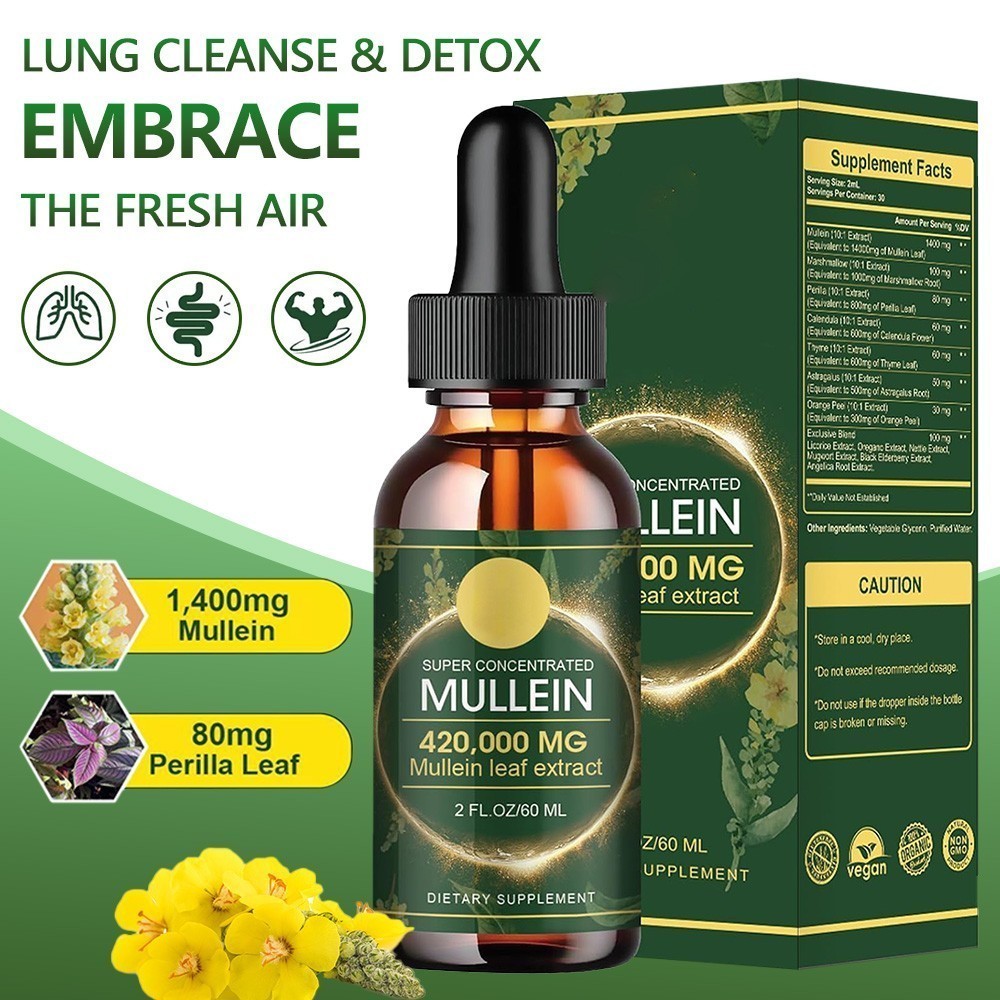 Quality Mullein Leaf Extract Super Concentrated 2 Oz/60 ML Lung Cleanse Drops