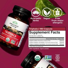 ORGANIC INDIA Triphala 180 Capsules Organic – Herbal Supplement with Amla