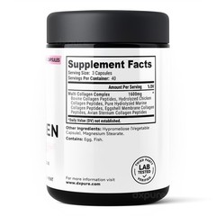 Multi Collagen Peptides Types I,II,III,V,X – 1600mg – 120 Capsules