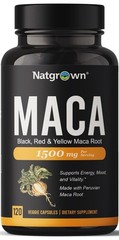 Organic Maca Root Powder Capsules – Black, Red & Yellow – 120 ct, 1500 mg, Vegan