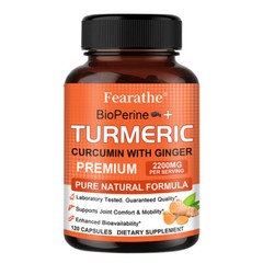 Curcumin Ginger Black Pepper 2200mg Per Serving Bone Joint Pain Relief 120 US