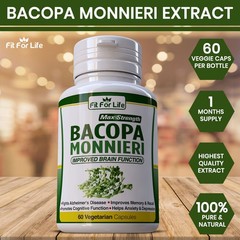 (2) MAX Strength Bacopa Monnieri Extract 1000mg Organic 120 Pills BRAIN FUNCTION