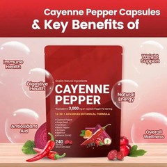 Cayenne Pepper 240 Softgels Supplement, Supports Improve Leg Vein