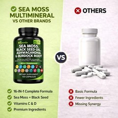 Sea Moss Capsules Irish Sea Moss Black Seed Oil Ashwagandha 120 Count