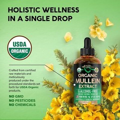 Mullein Drops for Lungs – USDA Organic Liquid – Mullein Leaf Extract Supplement!