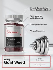 Horny Goat Weed Gummies | 60 Count | Vegetarian Mixed Fruit Flavor | by Horbaach