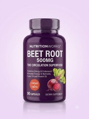NutritionWorks Beet Root 500MG Capsules Circulation Superfood Support