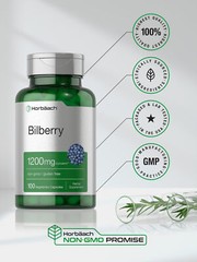 Bilberry Capsules | 1200mg | 100 Count | Vegetarian, Non-GMO | by Horbaach