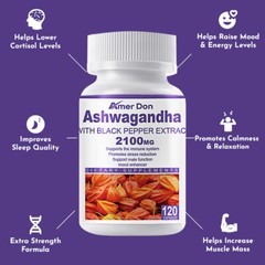 KSM-66 World’s Best Ashwagandha Root Extract 2100mg 120 Vegetarian Capsules