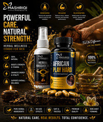 100% Natural Herbal Massage Oil for Men with African Play Hard Capsule Stamina,