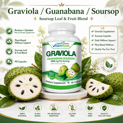 Soursop Graviola Capsules Leaf & Fruit Extract 270 Capsules High Potency
