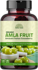Organic Amla Capsules 120 Ct Phyllanthus Emblica Amalaki Herbal Supplement
