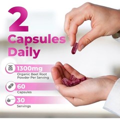 Rosabella Organic Beetroot Capsules 1300mg 3Pack Support Blood Flow&Heart Health