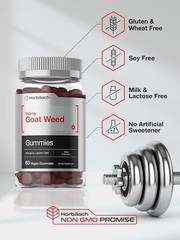 Horny Goat Weed Gummies | 60 Count | Vegetarian Mixed Fruit Flavor | by Horbaach