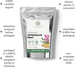 Organic Astragalus Root 4 oz. 113g, USDA Certified Organic Astragalus Membran…