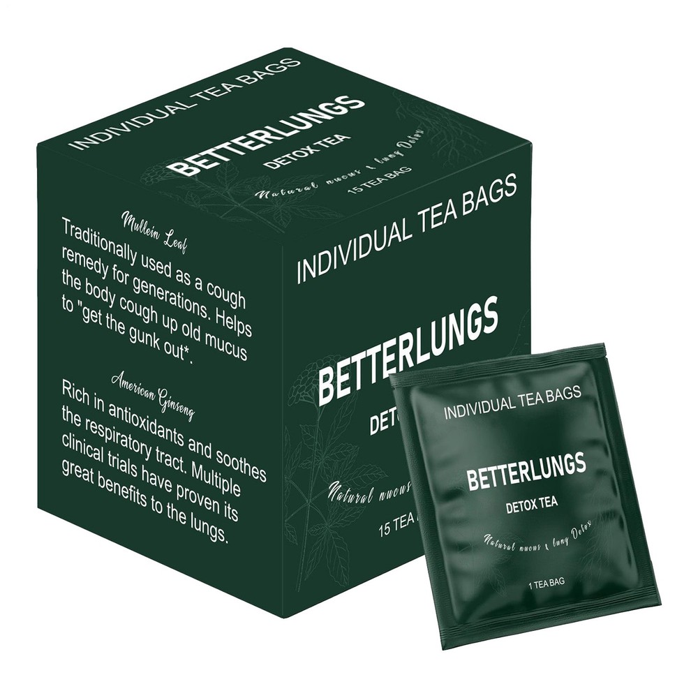 BetterLungs Lung Detox Tea 15 Herbal Tea Bags Mullein Leaf, Ginseng, Elderberry