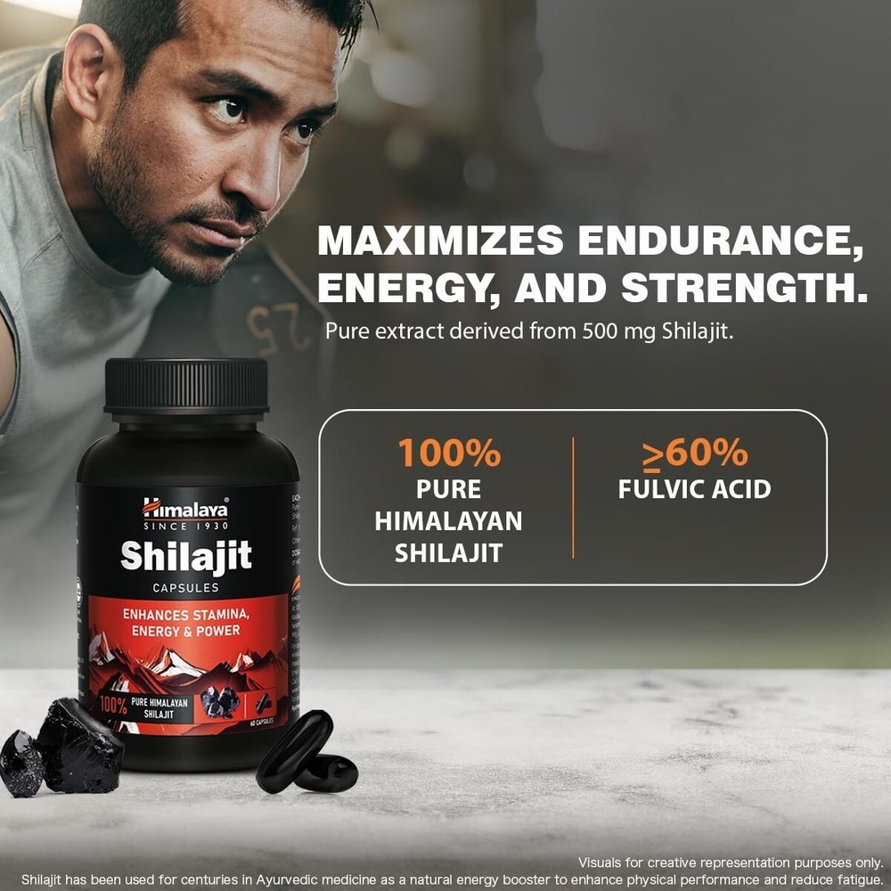 Himalaya Shelajit 100% Pure 60 Capsules, Sustainable energy & Peak performance.