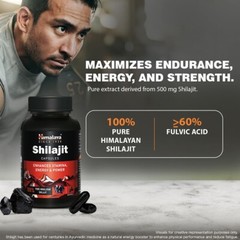 Himalaya Shelajit 100% Pure 60 Capsules, Sustainable energy & Peak performance.