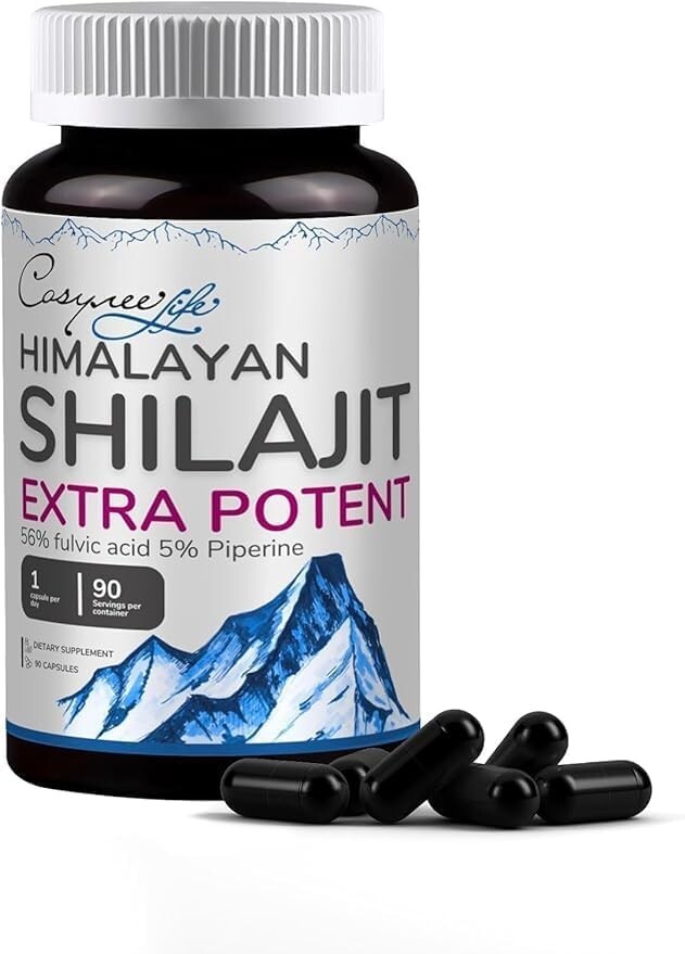 Shilajit – EXTRA STRENGTH – 56% Natural Fulvic Acid – 90 Caps – Energy Support