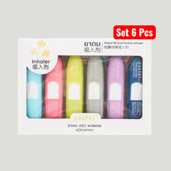 Set 6 Pcs Pastel Pocket Inhaler Original Scent Portable Herbal Refreshing