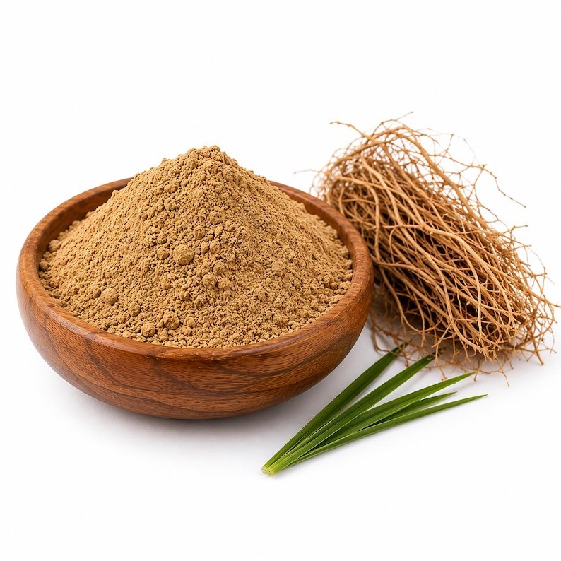 Pure Vetiver Root Powder | Khus Ki Jad, Chrysopogon zizanioides, Natural Ayurved