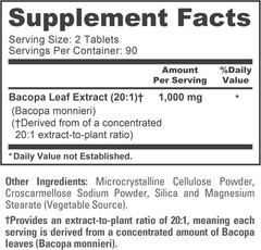 NusaPure Bacopa Leaf Monnieri Extract 20,000 mg 180 Tablets Extract 20:1