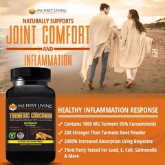 3 Bottles – Me First Living Turmeric Extract 95% Curcuminoids 1000mg + Bioperine