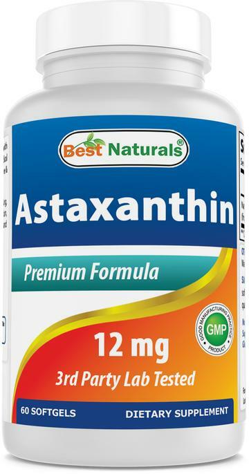 Astaxanthin 12mg 60 Softgels made from Haematococcus pluvialis micro-algae