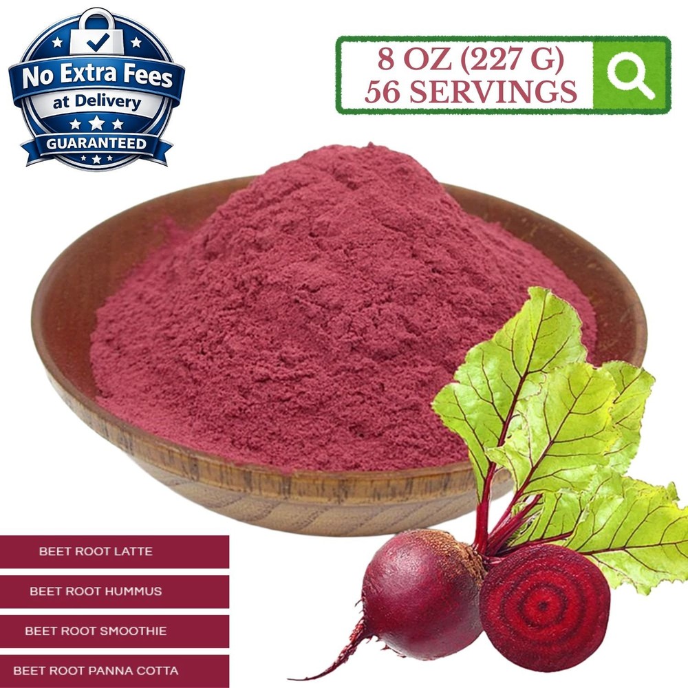 Organic Red Beet Root Powder 8oz (227 G) for Smoothies, Baking & Juice