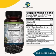 Amazing Herbs Premium Black Seed Oil Pills 90 Count Nutritional Supplement