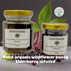 USDA Certified Organic Elderberry Herbal Infused Wildflower Honey