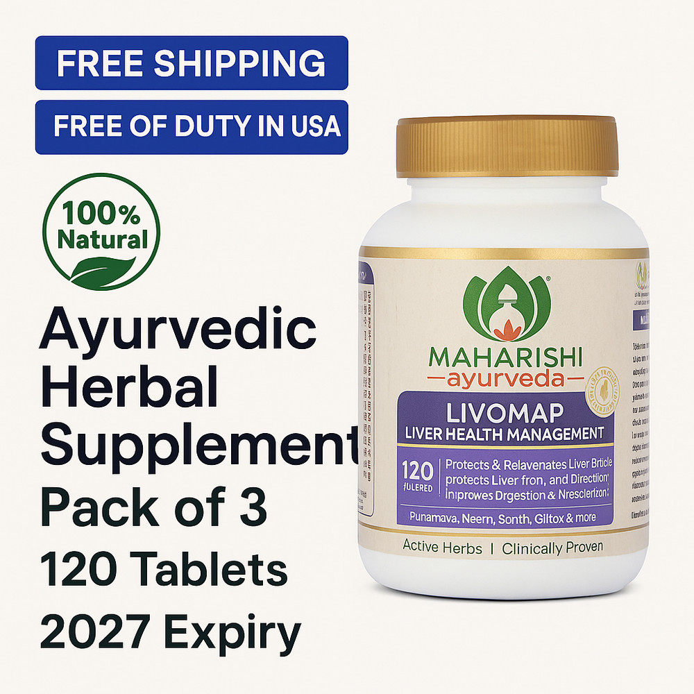 Maharishi Ayurveda Livomap Tabs for Liver Health 360 Tablets (Pack of 3) -2027