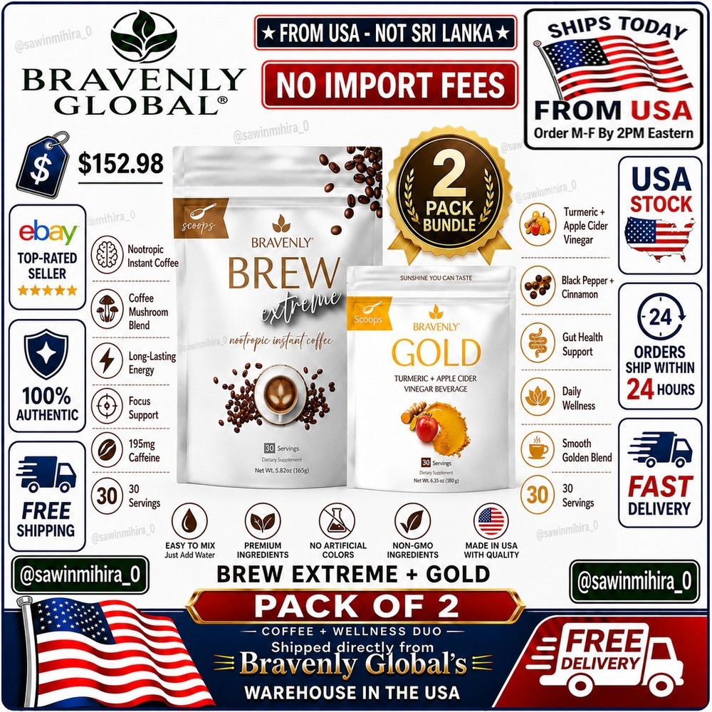 Bravenly Golden Brew Bundle Brew Extreme Gold Scoops 60 Servings / Pack of 2🔥
