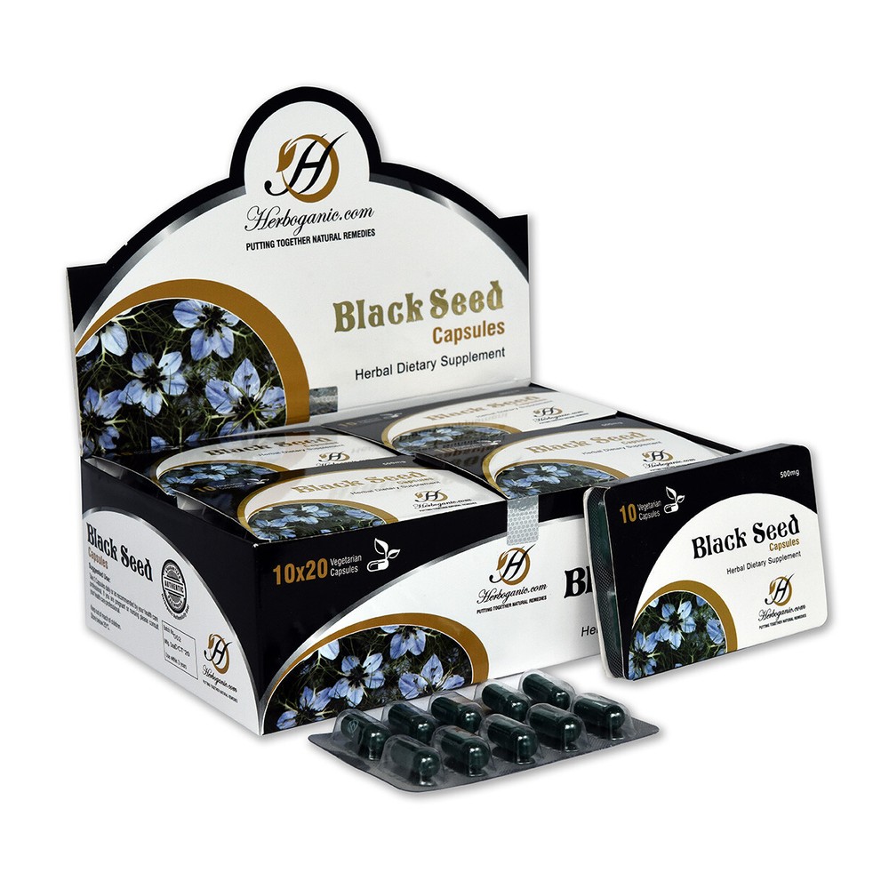 Black Seed Capsule, Blister Pack 10×20 Capsules, Herbal Dietary Supplement