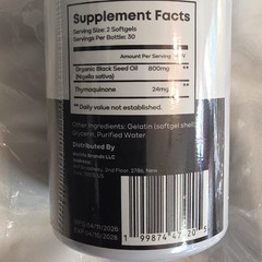 Purely Nutrient Ethiopian Black Seed Oil Softgels 100% Pure 800mg 60 Count
