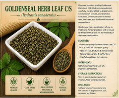Goldenseal Herb Leaf C/S (Hydrastis canadensis) Premium Cut & Sifted Herbal Leaf