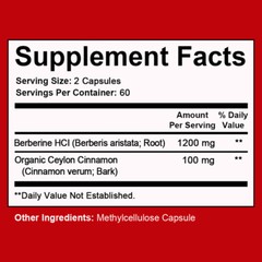 Premium Berberine Hcl – With Ceylon Cinnamon – Supports Blood Sugar Health