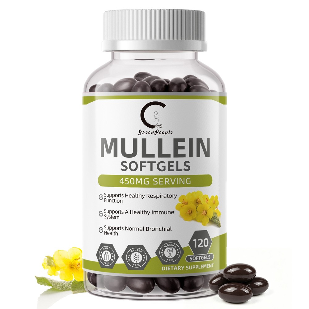 Mullein Leaf Extract 120 Softgels Lung Cleanse Respiratory Herbal Capsules