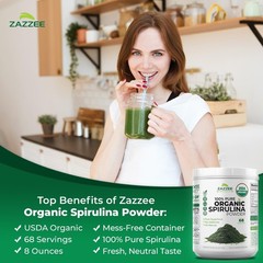 Pure Organic Spirulina Powder – 68 Servings for Energy & Immune Support