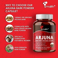 Organic Arjuna Bark Terminalia Powder Heart Health Support 1500mg 120 Capsules