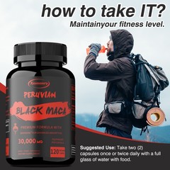 Peruvian Black Maca 120pcs – Men’s Health,Muscle Health,Male Testosteron Booster