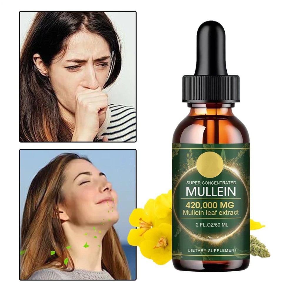 60ML Mullein Leaf Extract Oral Drops, Herbal Blend for Respiratory Wellness