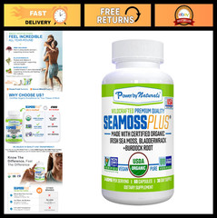 Organic Irish Sea Moss Capsules with Bladderwrack & Burdock Root – Immune Suppor