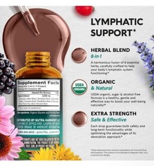 Nutra Harmony Organic Lymphatic Support Liquid Drops 8-in-1 Herbal Blend 2oz USA