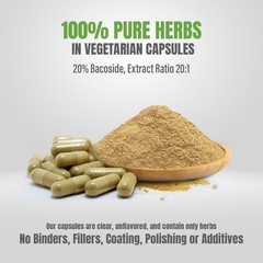 Brahmi Capsules – Bacopa Monnieri – Bacoside – 60 Vege Capsules – 800 Mg Each