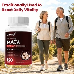 Vanayt 2,000mg Organic Black Red Yellow Maca Root Capsules for Men & Women 120pc